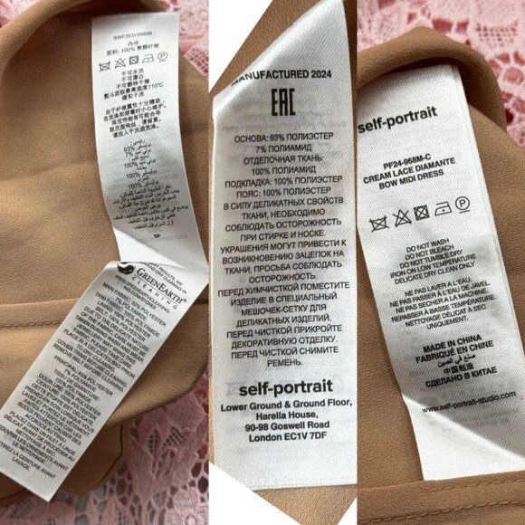 🆕 SELF-PORTRAIT 🧿 BNWOT Pink Lace Diamante Bow Midi Dress, Sz US 4 / UK 8 - Picture 16 of 16